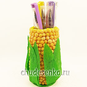 Подставка для ручек своими руками Кукуруза