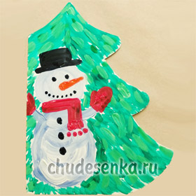 открытка своими руками снеговик