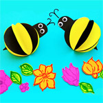 Аппликация из цветной бумаги «Пчелки на цветах»
